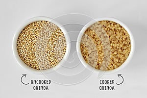 Cooked and uncooked quinoa