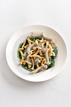 Cooked white beech mushrooms