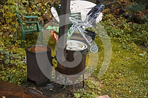 cookers in a backyard