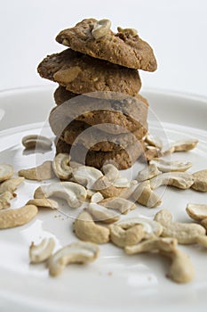 Cookie biscuit baked breakfast meal cashew coffee concept