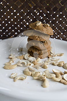 Cookie biscuit baked breakfast meal cashew coffee concept