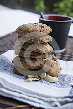 Cookie biscuit baked breakfast meal cashew coffee concept