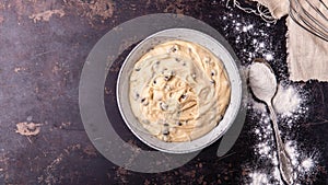 Cookie dough, chocolate biscuits, preparing dough for baking