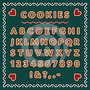 Christmas Gingerbread cookie alphabet ÃÂ¡ookies font Winter holiday letters and numbers