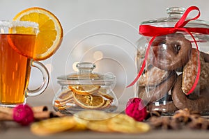 Cookie jar and tea glass