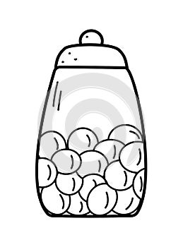Cookie jar vector icon, chocolate chip cookies in a jar. vector illustration of a doodle