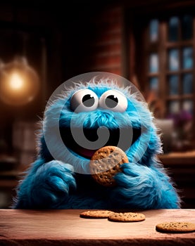 Cookie Monster\'s Delight: Blue Fluffiness and Yummy Treats