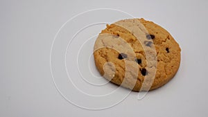 cookie with strawberry and white chocolate on white background