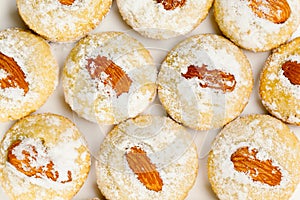 Cookies with almond nuts and sugar powder