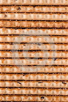 Cookies background. Stack of cripsy sweet chips biscuits