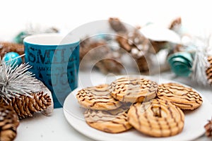 Cookies and biscuits, coffee and tea, served as breakfast meal