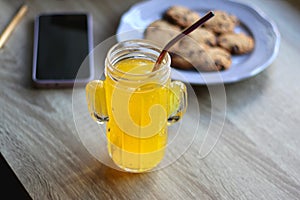 Cookies, Books, Glasses, Drink, Phone and Pen