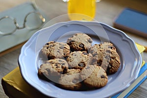 Cookies, Books, Glasses, Drink, Phone and Pen