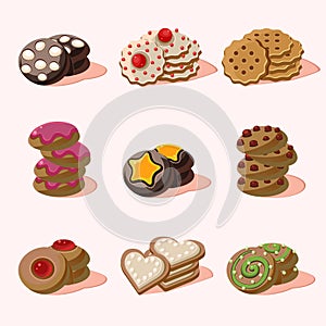Cookies of Cartoon Vector Food Icons