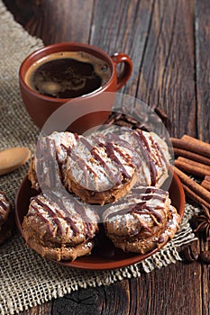 Cookies with chocolate and coffee