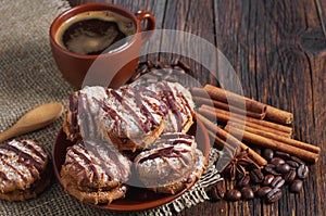 Cookies with chocolate and coffee