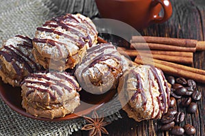 Cookies with chocolate and coffee