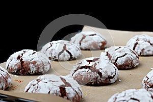 Cookies chocolate cracks freshness. tasty dessert concept. cookies for holidayand christmas