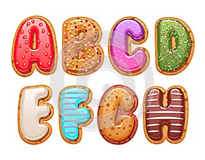 Cookies with colorful icing abc letters set.