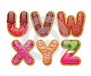 Cookies with colorful icing abc letters set.