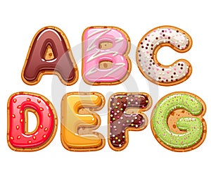 Cookies with colorful icing abc letters set.