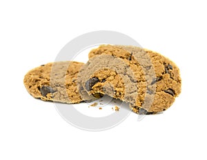 Cookies and crumbs isolated on white background