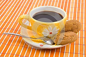 Cookies and cup with coffee
