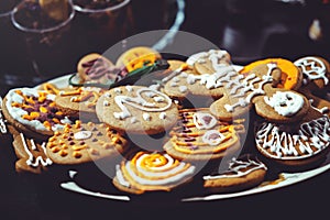 Cookies and desserts on a dark background