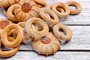 Cookies and drying laid out on a table