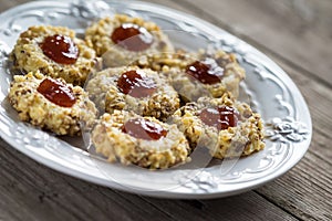 Cookies with jam on a plate