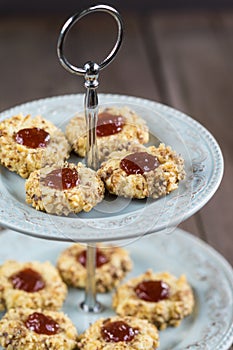 Cookies with jam on a plate
