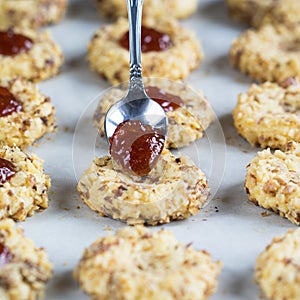 Cookies with jam and spoon