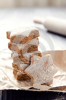 Cookies made from whole grain rye flour. The concept of proper healthy food without wheat flour, no sugar, no fast carbs. Homemade