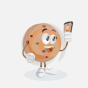 Cookies Mascot and background with selfie pose