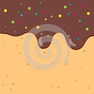 cookies with melted chocolate cream and colorful topping vector design