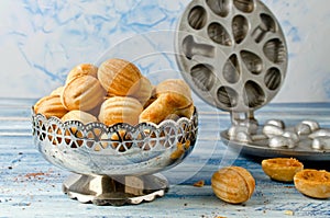 Cookies `Nuts` with condensed milk and nuts