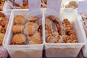 Cookies in plastic boxes