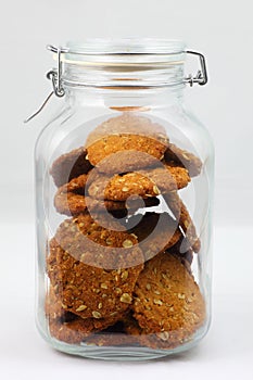 Anzac biscuits in glass jar