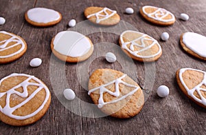Cookies in shape of Easter eggs.