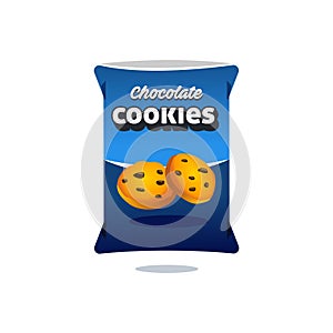 Cookies snack bag plastic packaging design illustration icon for food and beverage business,