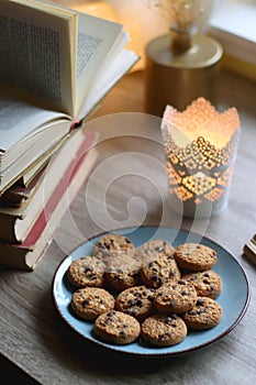 Cookies, Tea, Books and Candle