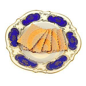 Cookies on a vintage porcelain plate isolated on a white