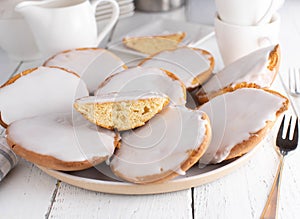 Cookies with white sugar icing. Traditional german pastry \