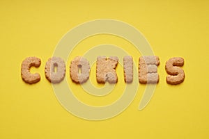 Cookies word spelled out with cookie letters or characters photo