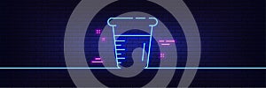 Cooking beaker line icon. Glass water sign. Measuring cup. Neon light glow effect. Vector