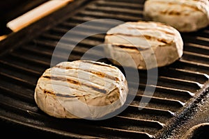 Cooking blue cheese on grill