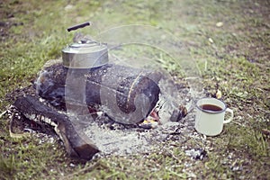 Cooking breakfast.