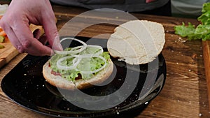 Cooking burgers. the process of making home-burger.