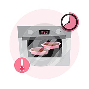 Cooking cake in the oven. Kitchen equipment for food