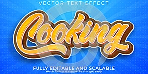 Cooking cake text effect, editable bakery and pastry text style